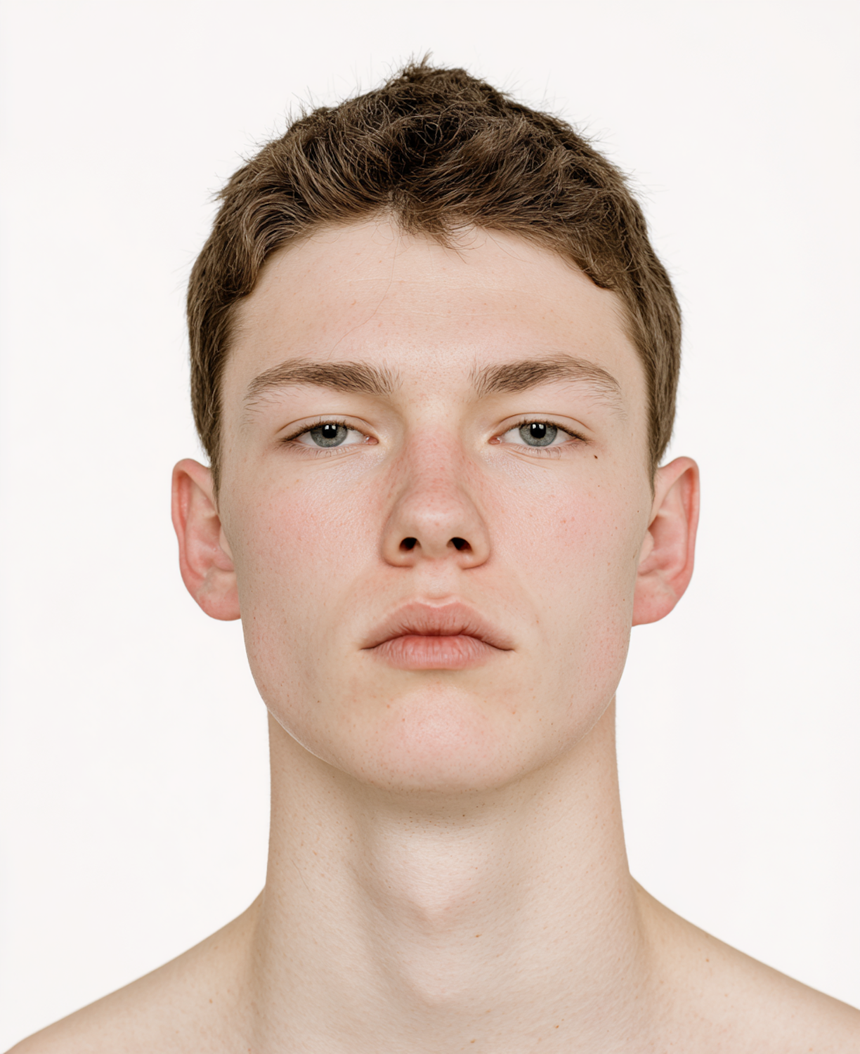 Young man with short hair looking at the camera